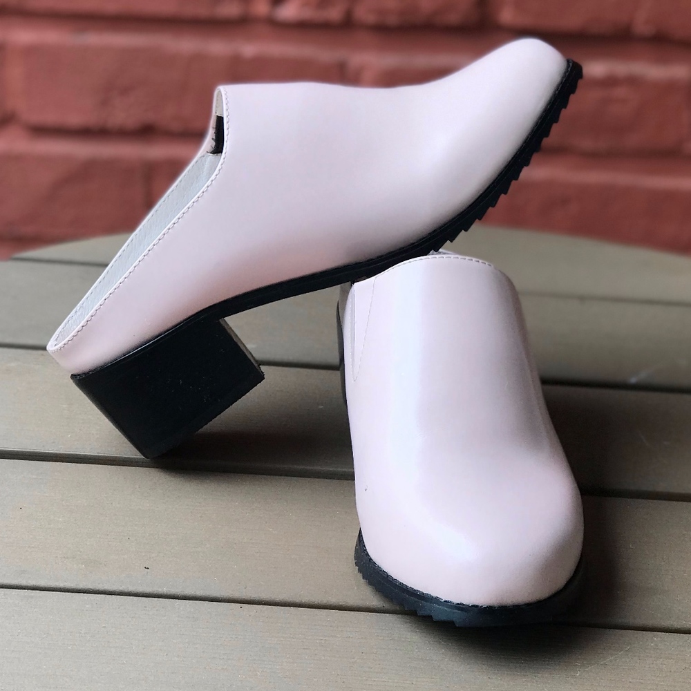 Baby Pink Leather Clogs